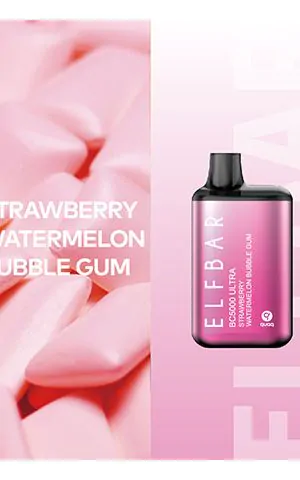 Elf Bar BC5000 Ultra Disposable Pod 5000 puffs [5%] Strawberry Watermelon Bubble Gum - одноразовая перезаряжаемая ПОД система Эльф Бар Клубника Арбуз Баббл Гам